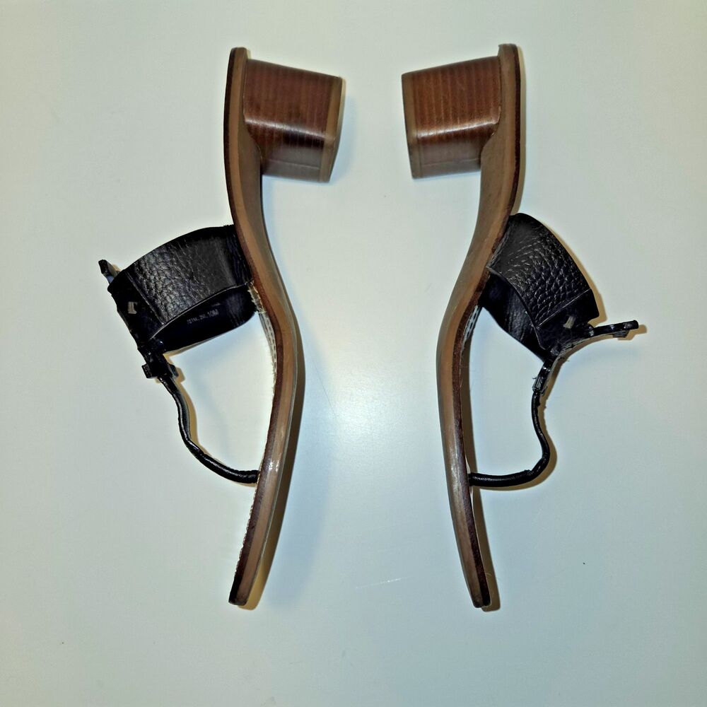 Tory Burch Moore 45mm Black Leather Thong Block Heel Sandals Womens Size 10 - Picture 3 of 9
